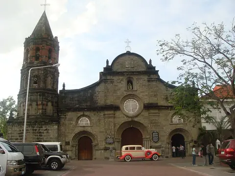 Stone facade and bell tower of Barasoain Church, Malolos