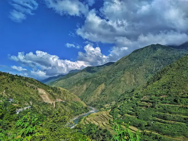 Rice terraces above a river in Kalinga