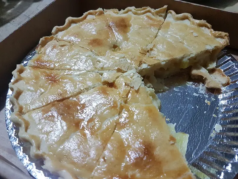 A sliced buko (young coconut) pie