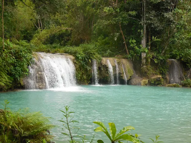 The tiered turquoise pools of Cambugahay Falls in Lazi