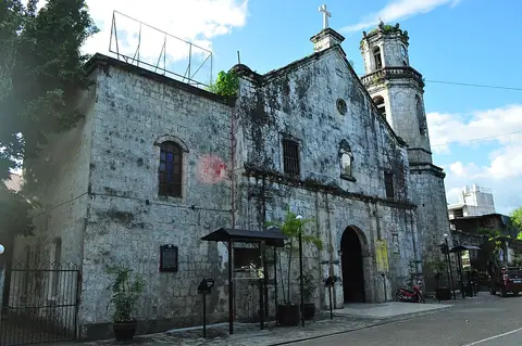 The stone facade of Maasin Cathedral