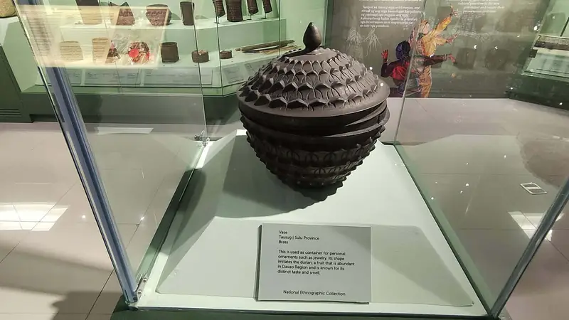 A durian-shaped Tausug brass container (museum piece)